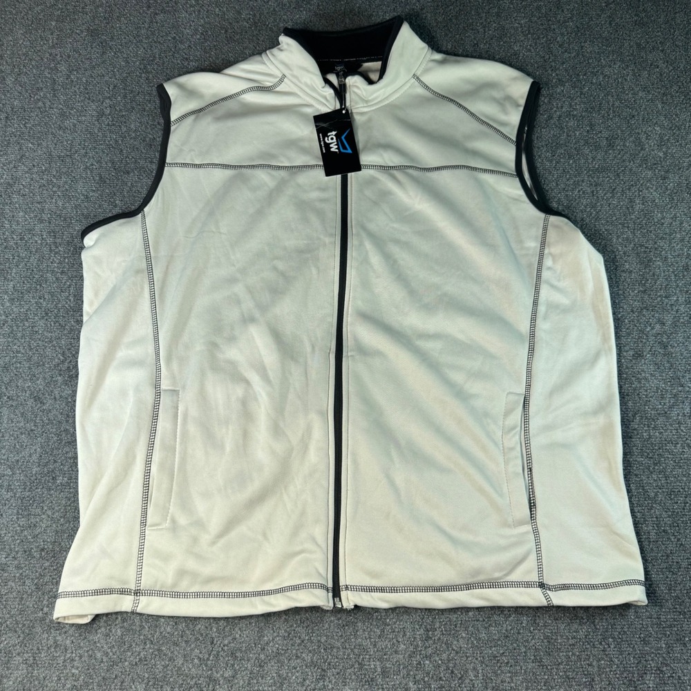 TGW Players Vest Mens 2XL Gray Full Zip Athletic Golf Sleeveless Jacket 07ZM000